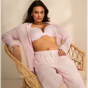 Victoria's Secret Pink & White Striped Pajama Set